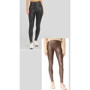 Spanx Black Snakeskin & Brown Faux Leather Leggings Bundle (2),M